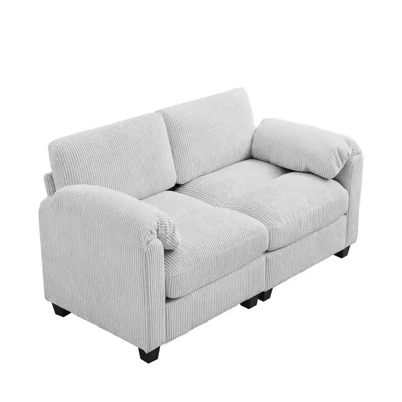60.6in Upholstered Corduroy Loveseat Sofa, Modular 2-Seater, 500 lbs Capacity