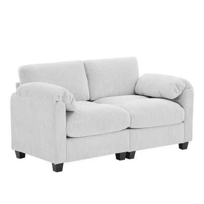 60.6in Upholstered Corduroy Loveseat Sofa, Modular 2-Seater, 500 lbs Capacity