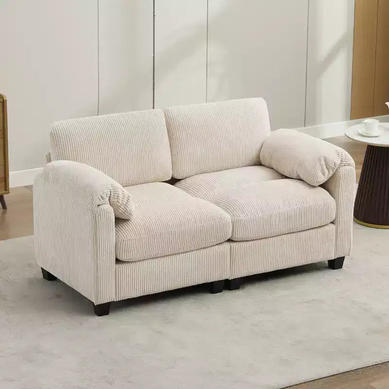60.6in Upholstered Corduroy Loveseat Sofa, Modular 2-Seater, 500 lbs Capacity