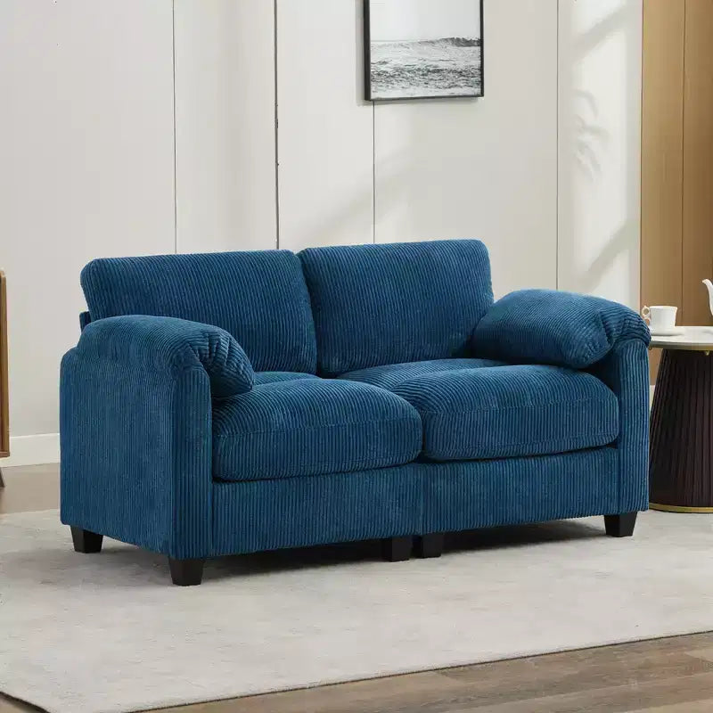 60.6in Upholstered Corduroy Loveseat Sofa, Modular 2-Seater, 500 lbs Capacity