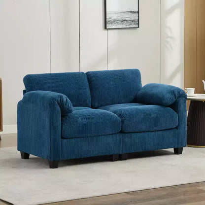 60.6in Upholstered Corduroy Loveseat Sofa, Modular 2-Seater, 500 lbs Capacity