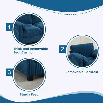 60.6in Upholstered Corduroy Loveseat Sofa, Modular 2-Seater, 500 lbs Capacity