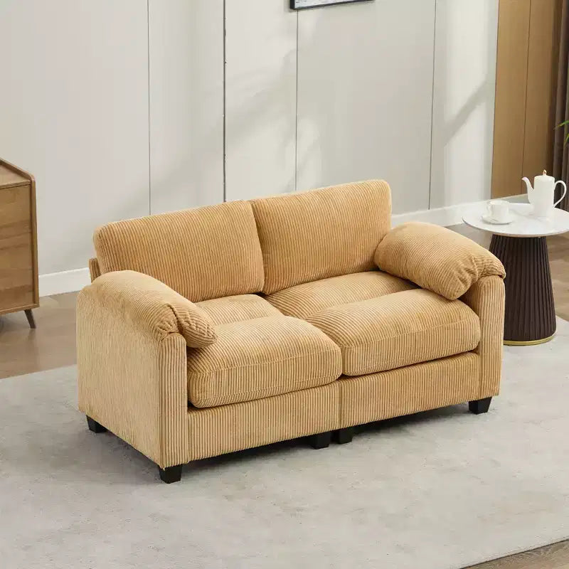 60.6in Upholstered Corduroy Loveseat Sofa, Modular 2-Seater, 500 lbs Capacity