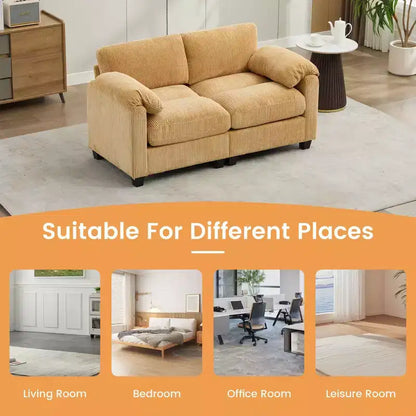 60.6in Upholstered Corduroy Loveseat Sofa, Modular 2-Seater, 500 lbs Capacity
