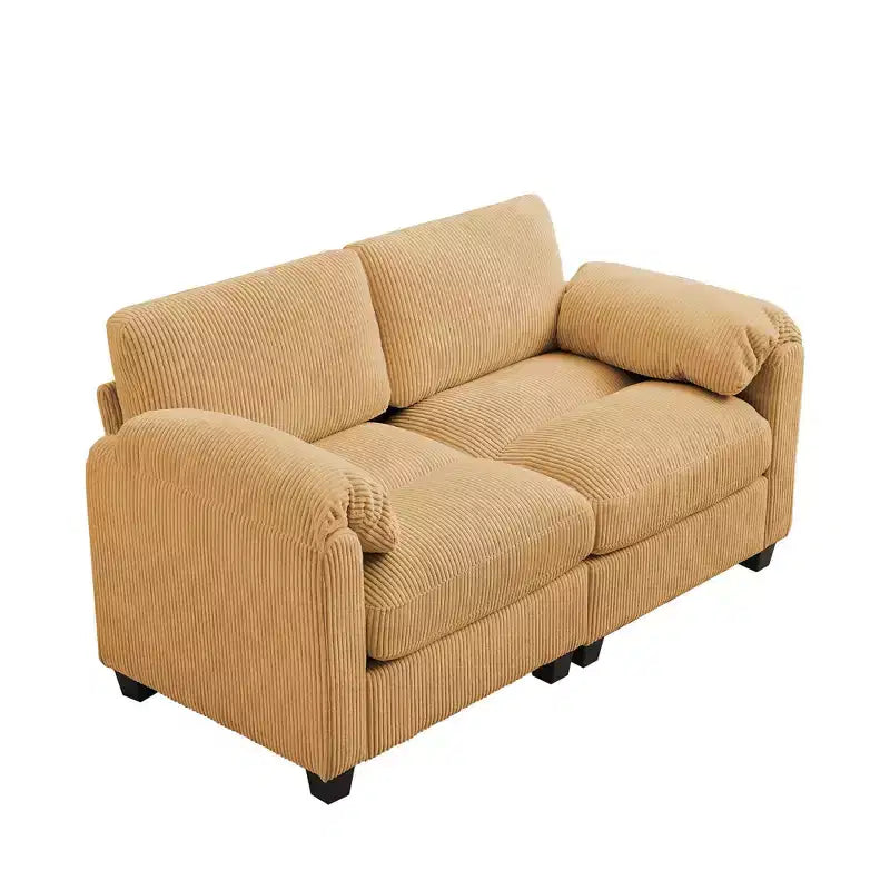 60.6in Upholstered Corduroy Loveseat Sofa, Modular 2-Seater, 500 lbs Capacity