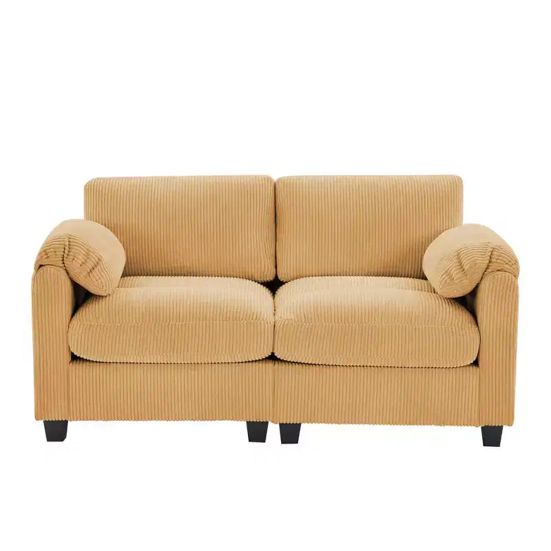 60.6in Upholstered Corduroy Loveseat Sofa, Modular 2-Seater, 500 lbs Capacity