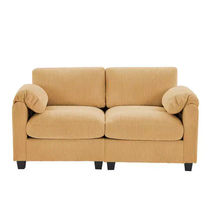 60.6in Upholstered Corduroy Loveseat Sofa, Modular 2-Seater, 500 lbs Capacity