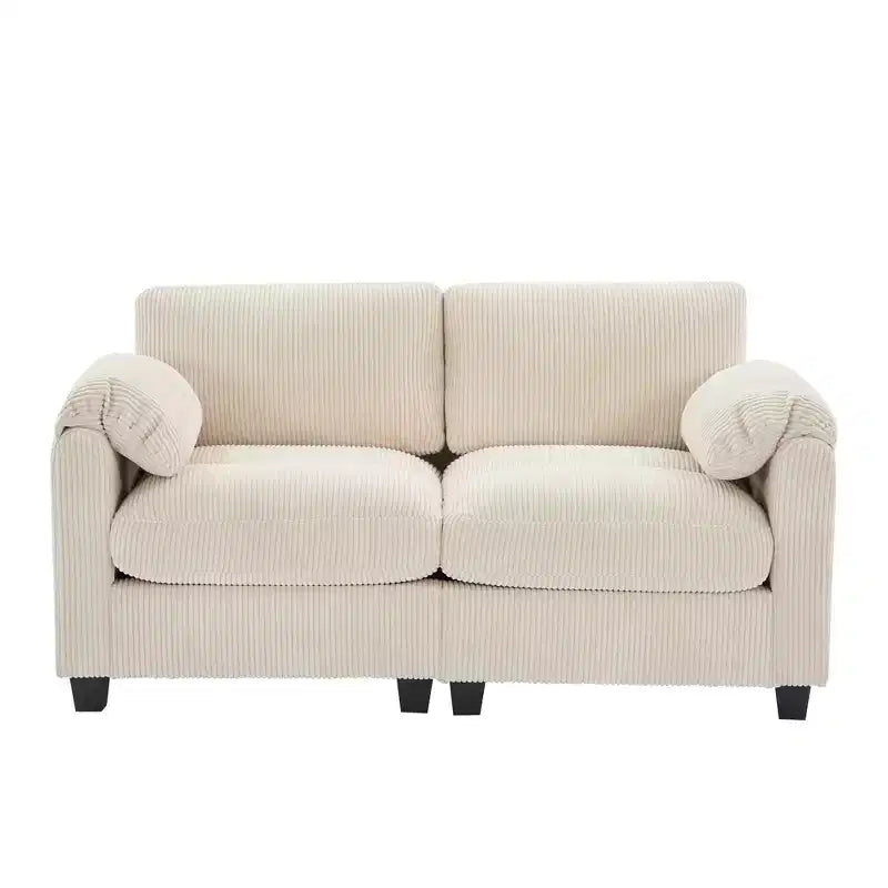 60.6in Upholstered Corduroy Loveseat Sofa, Modular 2-Seater, 500 lbs Capacity