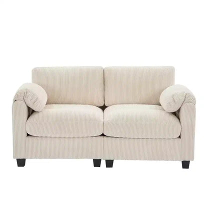 60.6in Upholstered Corduroy Loveseat Sofa, Modular 2-Seater, 500 lbs Capacity