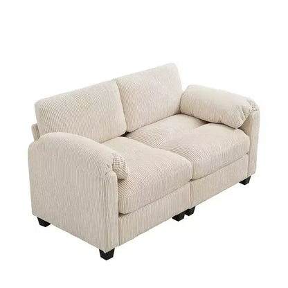 60.6in Upholstered Corduroy Loveseat Sofa, Modular 2-Seater, 500 lbs Capacity