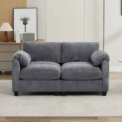 60.6in Upholstered Corduroy Loveseat Sofa, Modular 2-Seater, 500 lbs Capacity