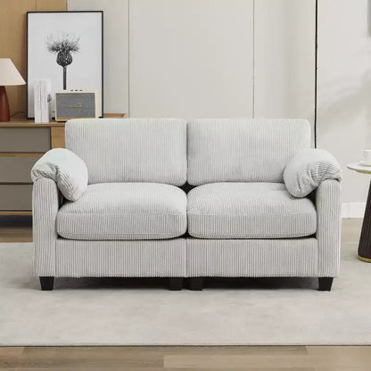 60.6in Upholstered Corduroy Loveseat Sofa, Modular 2-Seater, 500 lbs Capacity