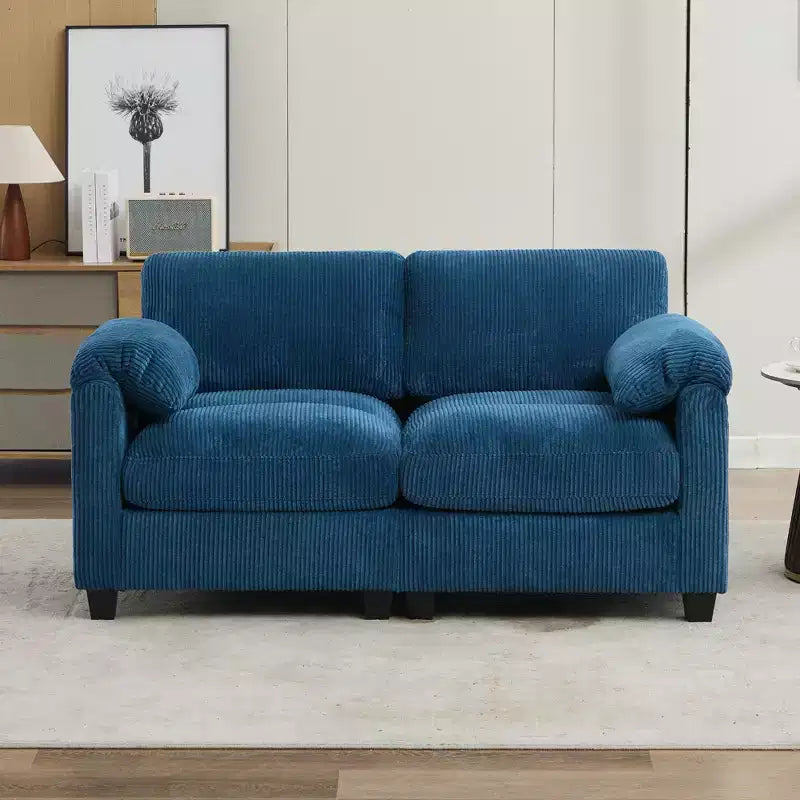 60.6in Upholstered Corduroy Loveseat Sofa, Modular 2-Seater, 500 lbs Capacity