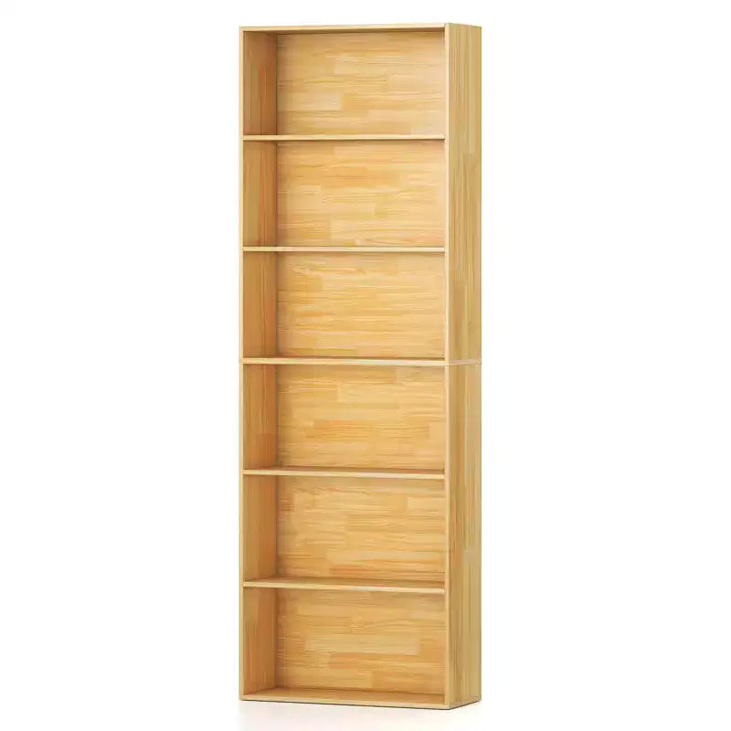 70in Tall 6-Tier Open Bookcase with Anti-Toppling Kits, Rustic Brown & Black