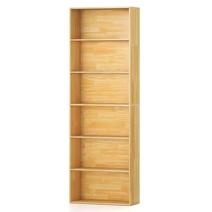70in Tall 6-Tier Open Bookcase with Anti-Toppling Kits, Rustic Brown & Black