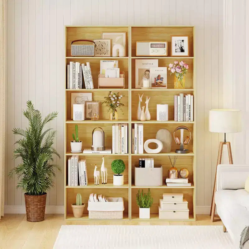 70in Tall 6-Tier Open Bookcase with Anti-Toppling Kits, Rustic Brown & Black