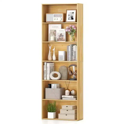 Costway 70 Tall 6-Tier Bookcase with 6 Open Shelves Anti-Toppling Kits for Living Room Brown/Black
