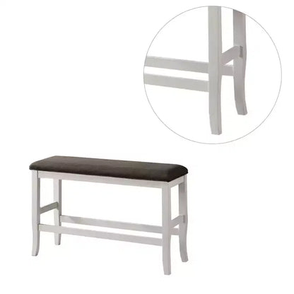 Upholstered Counter Height Dining Bench, Off-White & Dark Gray, Seats 2, 41in