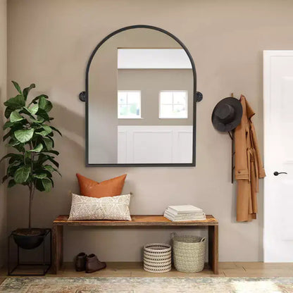Black Iron Arch Wall Mirror 80x60cm
