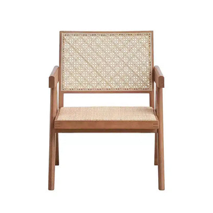 Rattan & Wood Accent Chair, Scandinavian Style, Natural Finish