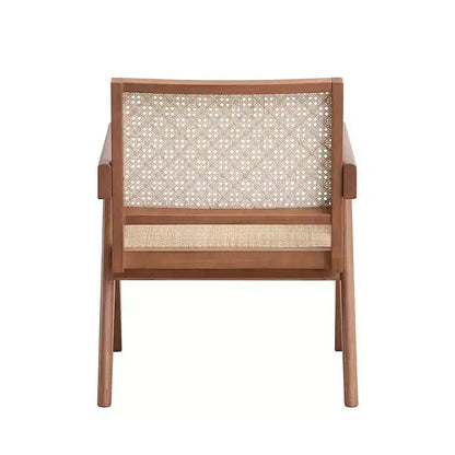 Rattan & Wood Accent Chair, Scandinavian Style, Natural Finish