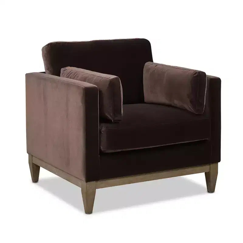 Modern Farmhouse Velvet Arm Chair with Feather-Down Foam Cushion, 36in