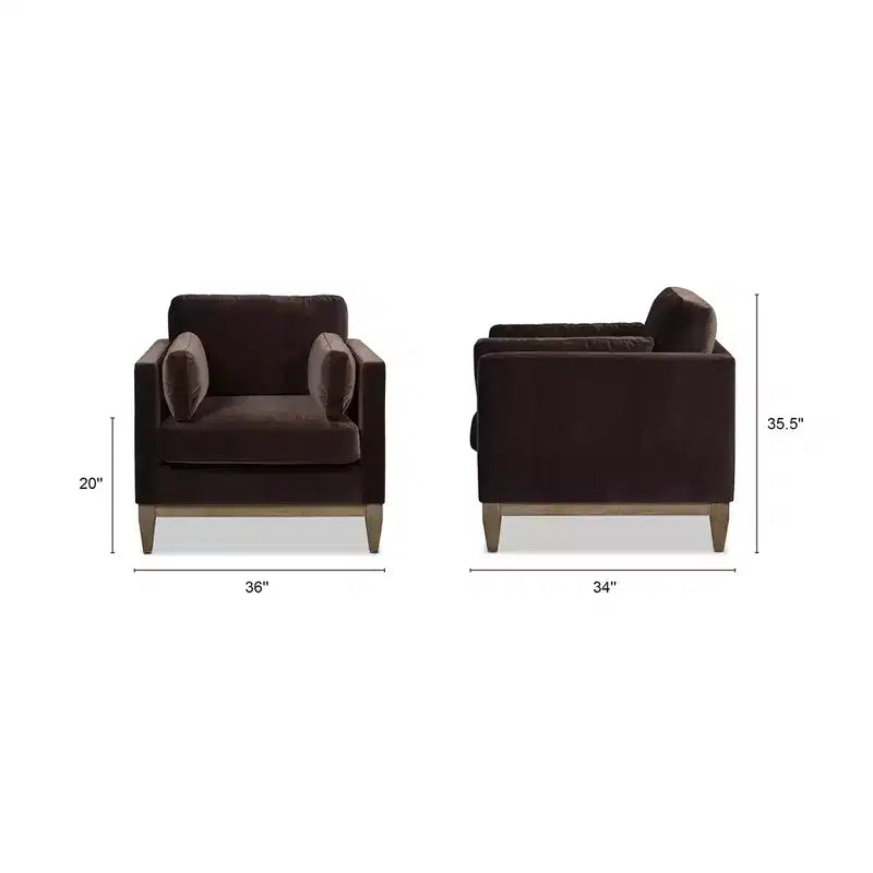 Modern Farmhouse Velvet Arm Chair with Feather-Down Foam Cushion, 36in