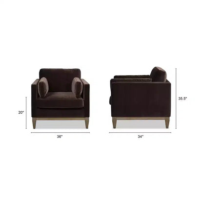 Modern Farmhouse Velvet Arm Chair with Feather-Down Foam Cushion, 36in