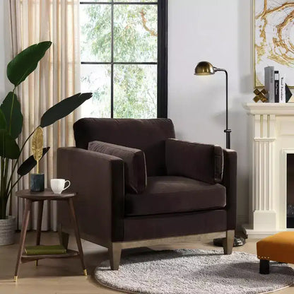 Modern Farmhouse Velvet Arm Chair with Feather-Down Foam Cushion, 36in