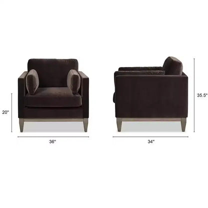 Modern Farmhouse Velvet Arm Chair with Feather-Down Foam Cushion, 36in