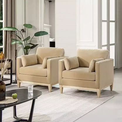 Modern Farmhouse Velvet Arm Chair with Feather-Down Foam Cushion, 36in