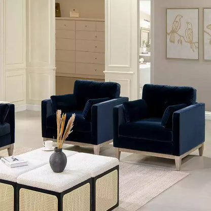 Modern Farmhouse Velvet Arm Chair with Feather-Down Foam Cushion, 36in