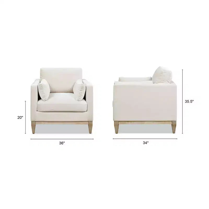 Modern Farmhouse Velvet Arm Chair with Feather-Down Foam Cushion, 36in