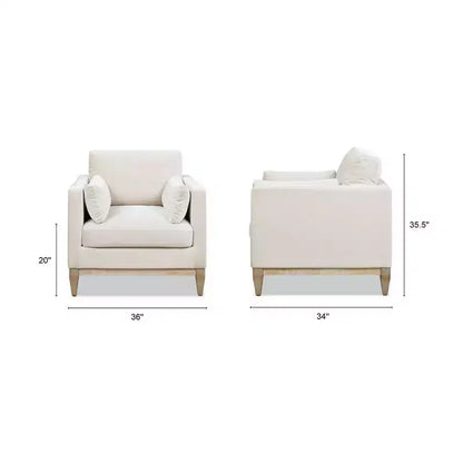 Modern Farmhouse Velvet Arm Chair with Feather-Down Foam Cushion, 36in