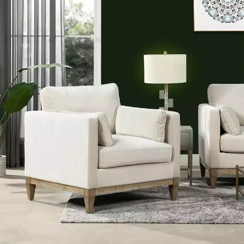 Modern Farmhouse Velvet Arm Chair with Feather-Down Foam Cushion, 36in