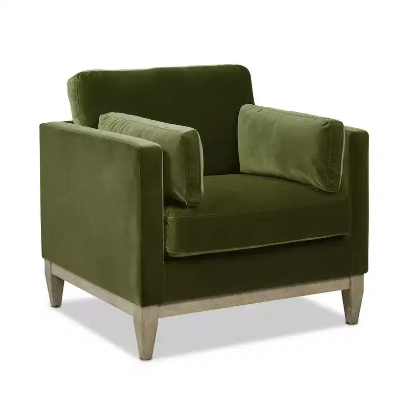 Modern Farmhouse Velvet Arm Chair with Feather-Down Foam Cushion, 36in