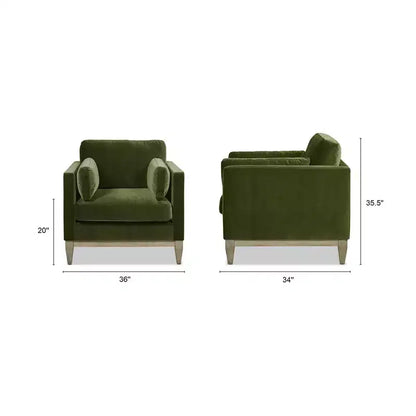 Modern Farmhouse Velvet Arm Chair with Feather-Down Foam Cushion, 36in