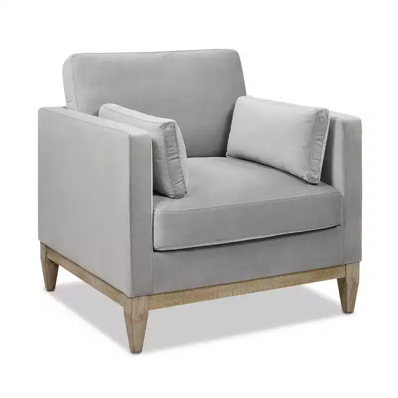 Modern Farmhouse Velvet Arm Chair with Feather-Down Foam Cushion, 36in