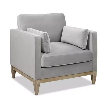 Modern Farmhouse Velvet Arm Chair with Feather-Down Foam Cushion, 36in