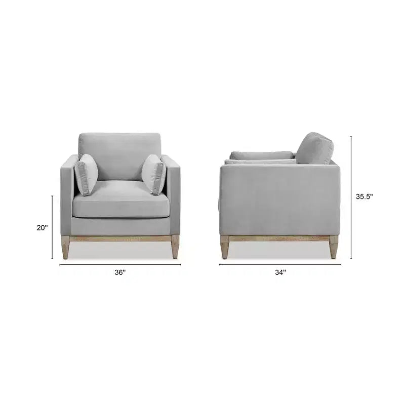 Modern Farmhouse Velvet Arm Chair with Feather-Down Foam Cushion, 36in