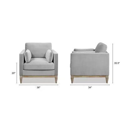 Modern Farmhouse Velvet Arm Chair with Feather-Down Foam Cushion, 36in