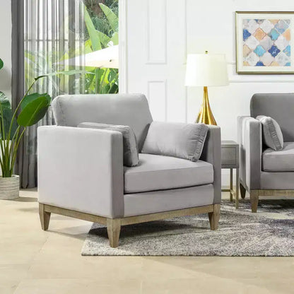 Modern Farmhouse Velvet Arm Chair with Feather-Down Foam Cushion, 36in