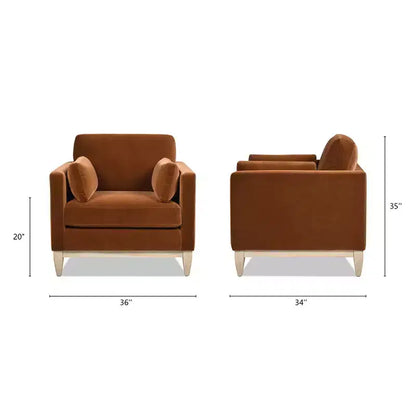 Modern Farmhouse Velvet Arm Chair with Feather-Down Foam Cushion, 36in