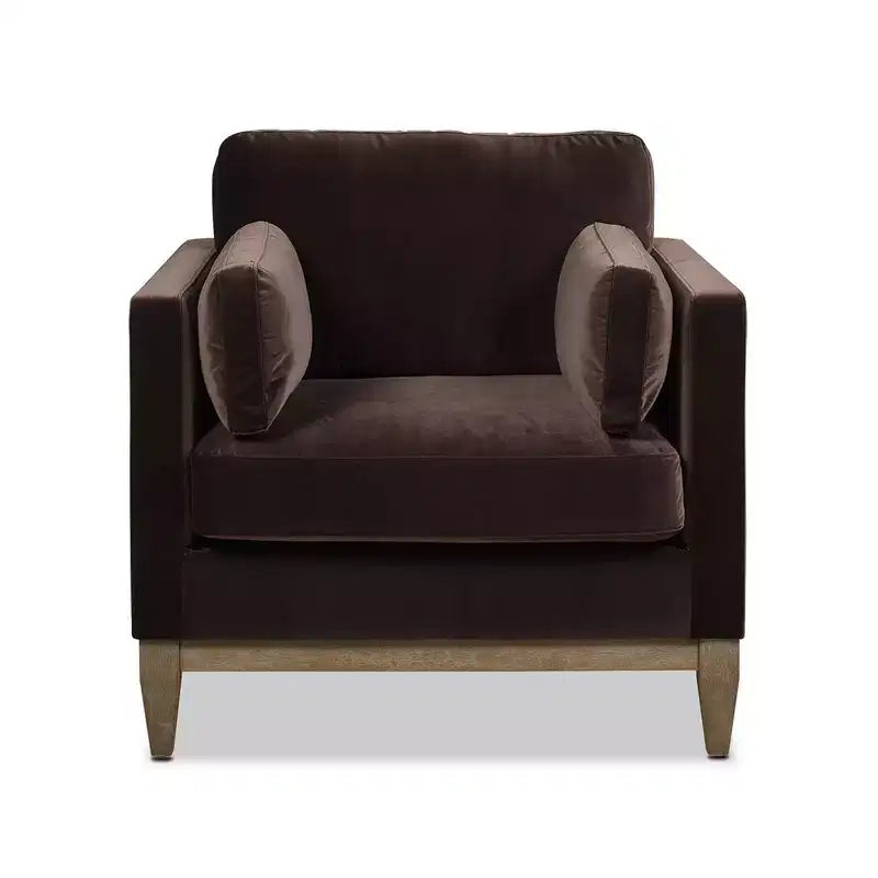 Modern Farmhouse Velvet Arm Chair with Feather-Down Foam Cushion, 36in