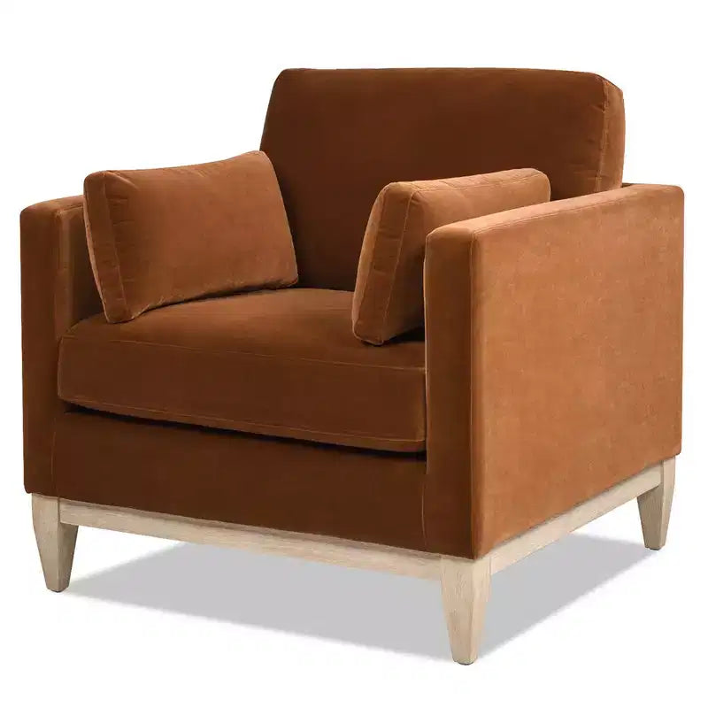 Modern Farmhouse Velvet Arm Chair with Feather-Down Foam Cushion, 36in