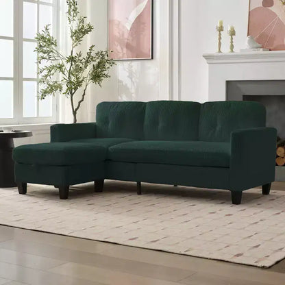 76in Convertible L-Shaped Sectional Sofa with Storage Ottoman, Corduroy, 3-Seater
