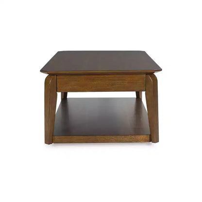Mid-Century Modern Rectangular Coffee Table with Storage Drawer & Casters, Brown